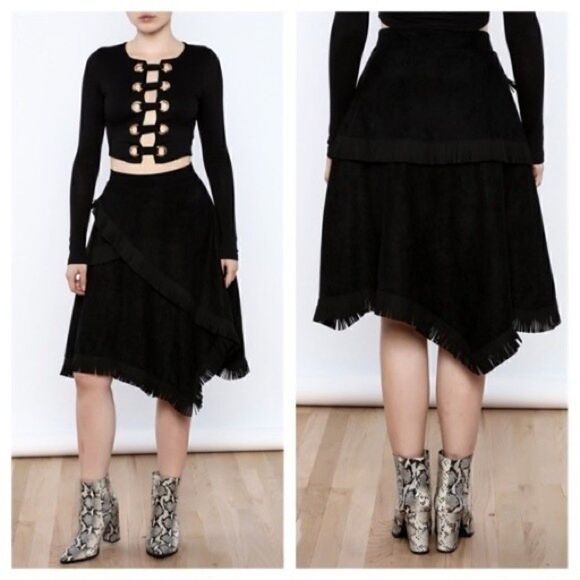 2 for $30 ANTHROPOLOGIE Moon River Asymmetric Fringe Skirt - Picture 1 of 9